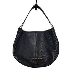 Michael Kors Purse Black Hobo Pebbled Leather Shoulder Bag Top Handle Classic